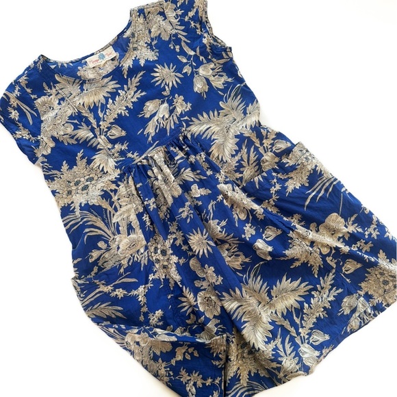 Mango Manor Indian Cotton Boho Hand Block Printed Trapeze Dress Womens Large - Picture 1 of 5